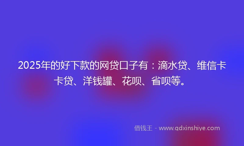 2025年的好下款的网贷口子有：滴水贷、维信卡卡贷、洋钱罐、花呗、省呗等。