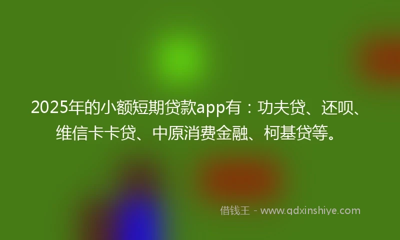 2025年的小额短期贷款app有：功夫贷、还呗、维信卡卡贷、中原消费金融、柯基贷等。