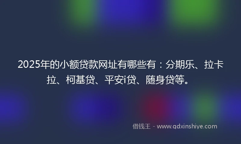 2025年的小额贷款网址有哪些有：分期乐、拉卡拉、柯基贷、平安i贷、随身贷等。