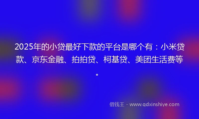 2025年的小贷最好下款的平台是哪个有：小米贷款、京东金融、拍拍贷、柯基贷、美团生活费等。