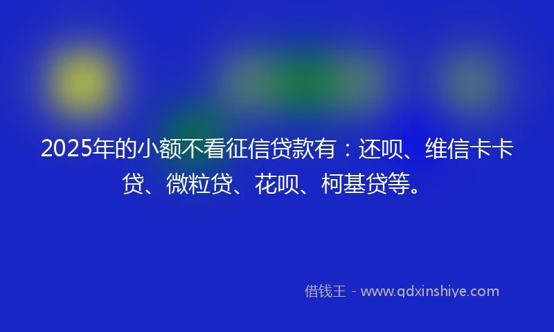 2025年的小额不看征信贷款有：还呗、维信卡卡贷、微粒贷、花呗、柯基贷等。