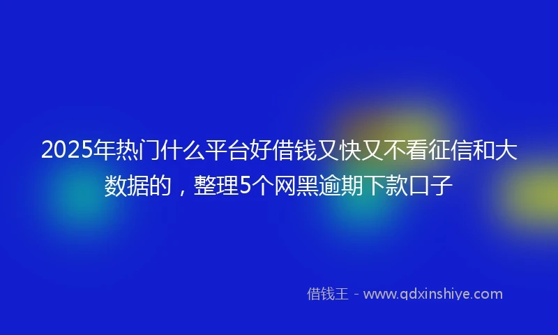 2025年热门什么平台好借钱又快又不看征信和大数据的，整理5个网黑逾期下款口子
