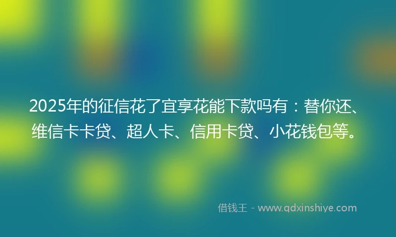 2025年的征信花了宜享花能下款吗有：替你还、维信卡卡贷、超人卡、信用卡贷、小花钱包等。