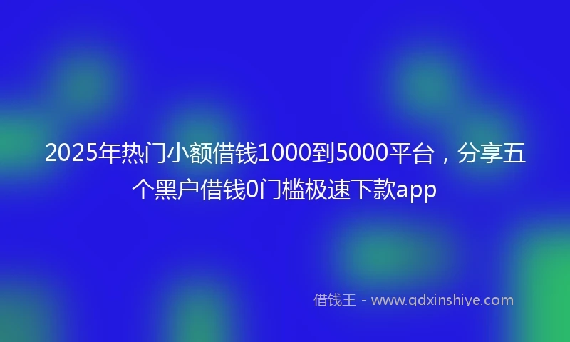 2025年热门小额借钱1000到5000平台，分享五个黑户借钱0门槛极速下款app
