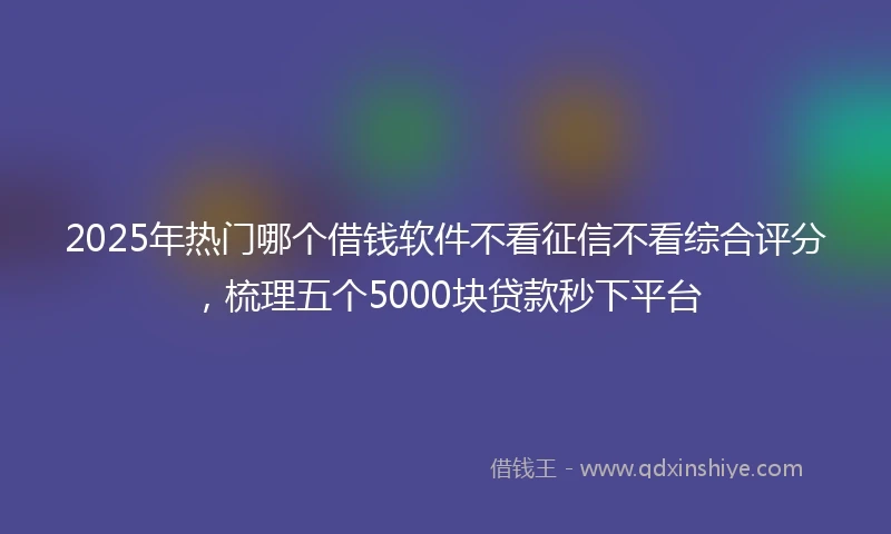 2025年热门哪个借钱软件不看征信不看综合评分,梳理五个5000块贷款秒下平台
