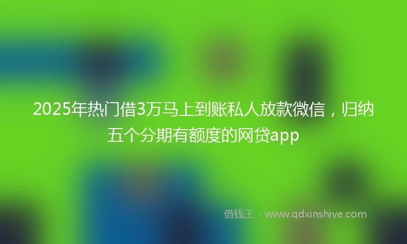 2025年热门借3万马上到账私人放款微信，归纳五个分期有额度的网贷app