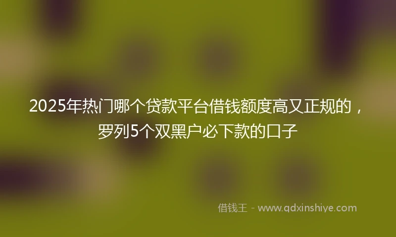 2025年热门哪个贷款平台借钱额度高又正规的，罗列5个双黑户必下款的口子