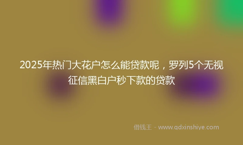 2025年热门大花户怎么能贷款呢，罗列5个无视征信黑白户秒下款的贷款
