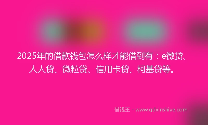 2025年的借款钱包怎么样才能借到有：e微贷、人人贷、微粒贷、信用卡贷、柯基贷等。