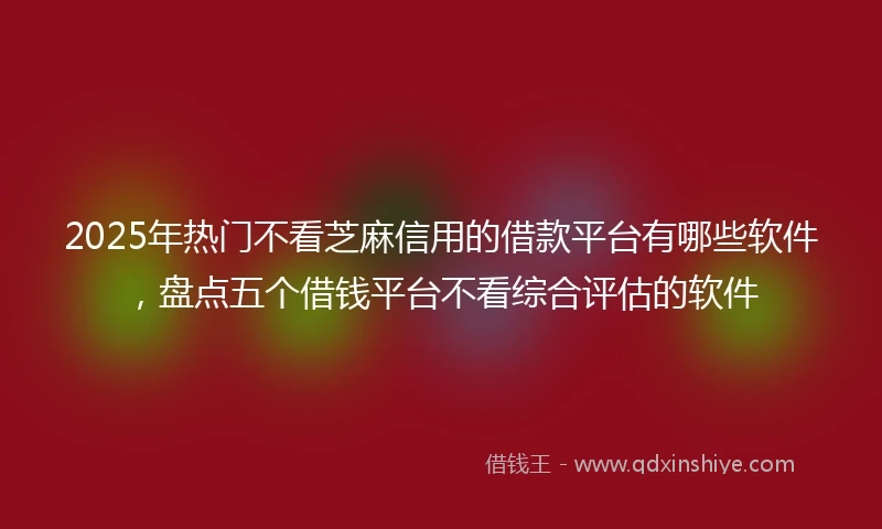 2025年热门不看芝麻信用的借款平台有哪些软件，盘点五个借钱平台不看综合评估的软件