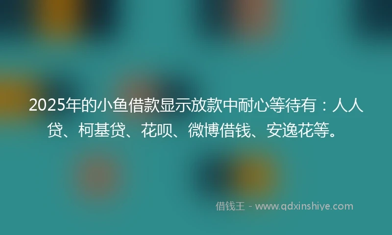 2025年的小鱼借款显示放款中耐心等待有：人人贷、柯基贷、花呗、微博借钱、安逸花等。