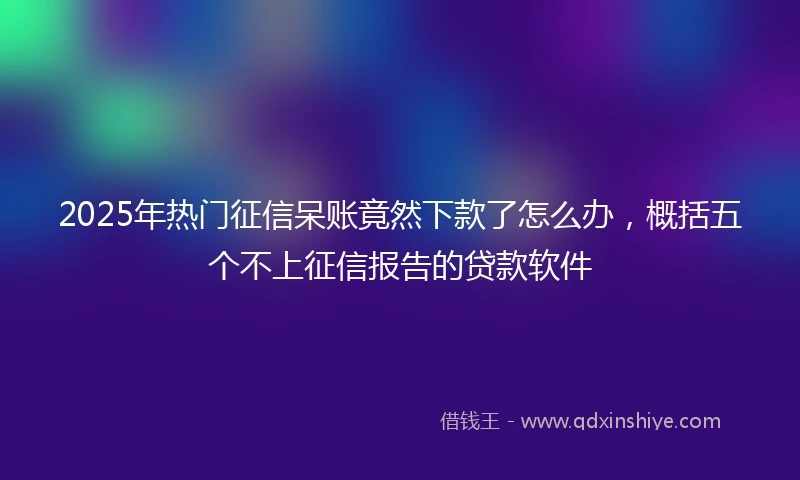2025年热门征信呆账竟然下款了怎么办，概括五个不上征信报告的贷款软件