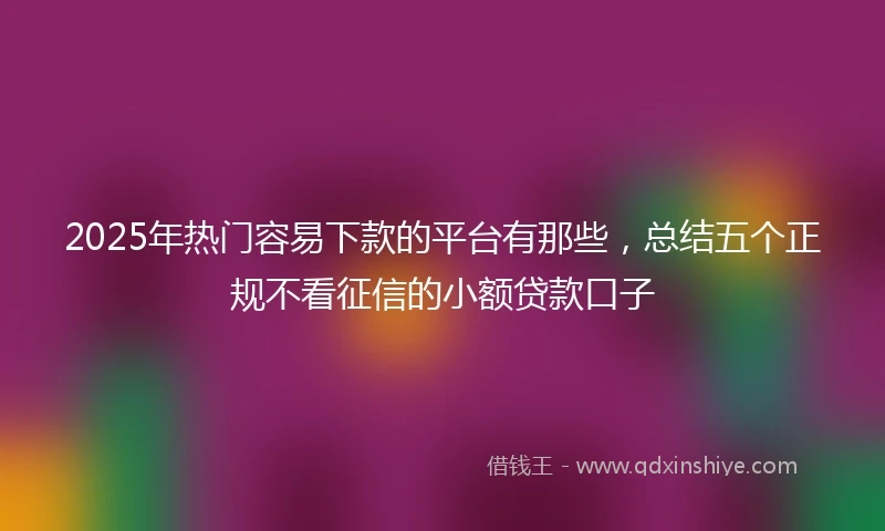 2025年热门容易下款的平台有那些，总结五个正规不看征信的小额贷款口子