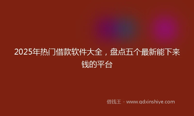 2025年热门借款软件大全，盘点五个最新能下来钱的平台