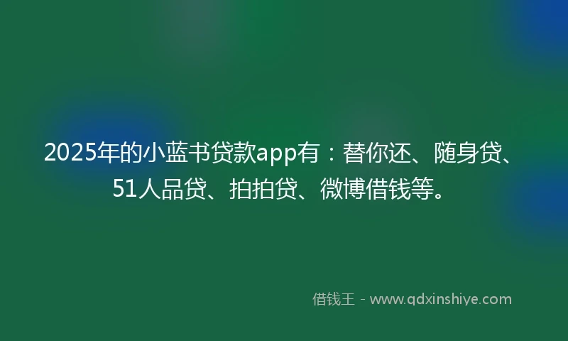 2025年的小蓝书贷款app有：替你还、随身贷、51人品贷、拍拍贷、微博借钱等。