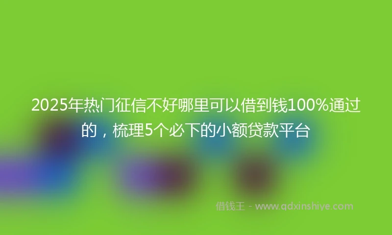 2025年热门征信不好哪里可以借到钱100%通过的，梳理5个必下的小额贷款平台