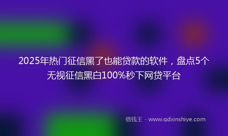 2025年热门征信黑了也能贷款的软件，盘点5个无视征信黑白100%秒下网贷平台