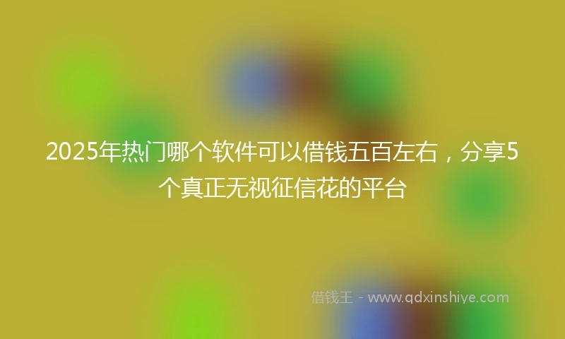 2025年热门哪个软件可以借钱五百左右，分享5个真正无视征信花的平台