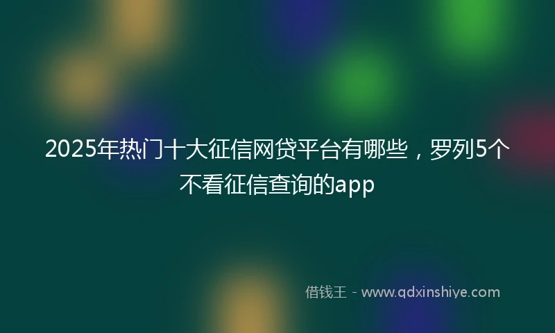 2025年热门十大征信网贷平台有哪些，罗列5个不看征信查询的app