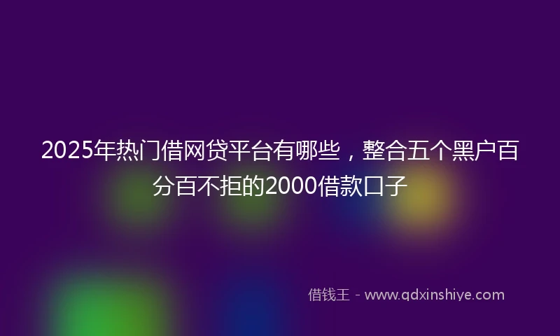 2025年热门借网贷平台有哪些，整合五个黑户百分百不拒的2000借款口子