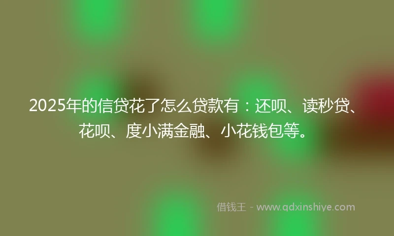 2025年的信贷花了怎么贷款有：还呗、读秒贷、花呗、度小满金融、小花钱包等。