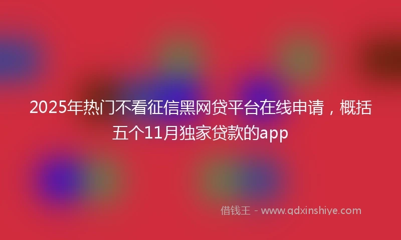 2025年热门不看征信黑网贷平台在线申请，概括五个11月独家贷款的app