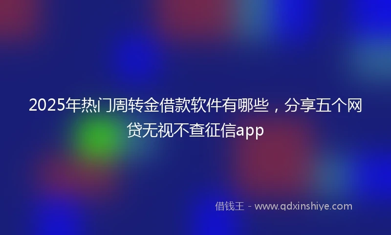 2025年热门周转金借款软件有哪些，分享五个网贷无视不查征信app