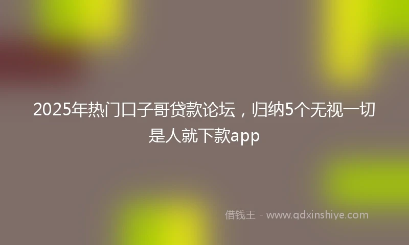 2025年热门口子哥贷款论坛，归纳5个无视一切是人就下款app