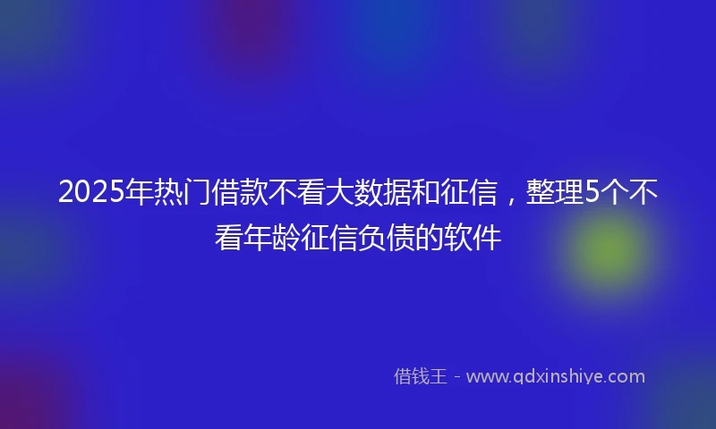 2025年热门借款不看大数据和征信，整理5个不看年龄征信负债的软件
