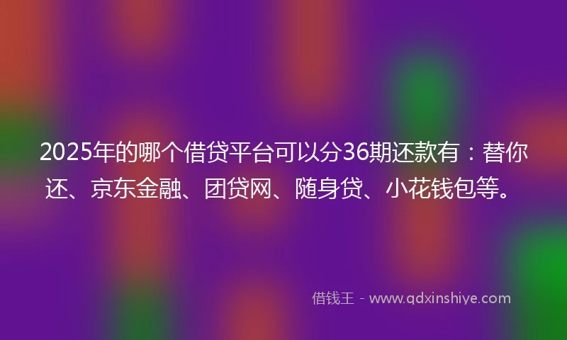 2025年的哪个借贷平台可以分36期还款有：替你还、京东金融、团贷网、随身贷、小花钱包等。