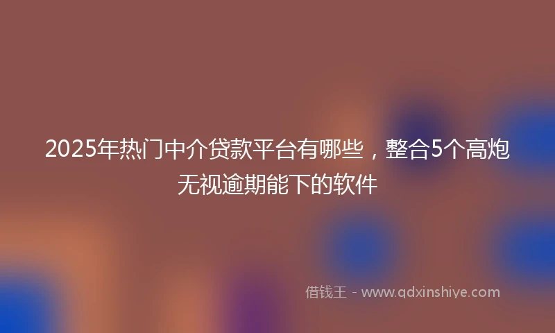2025年热门中介贷款平台有哪些，整合5个高炮无视逾期能下的软件