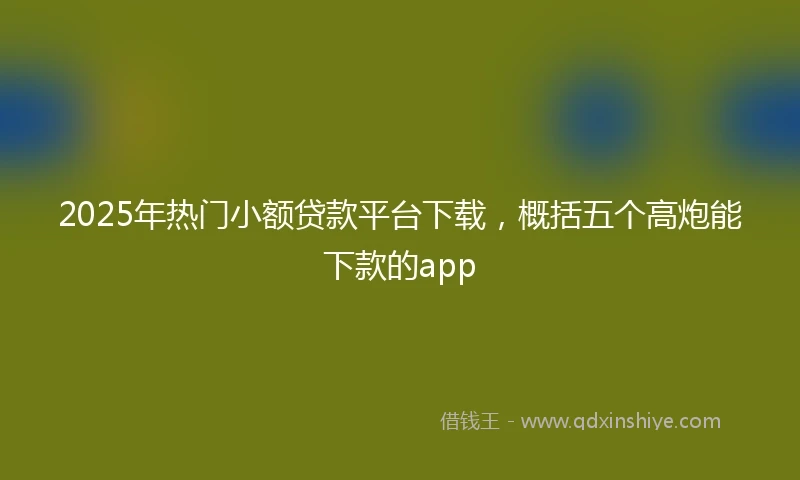 2025年热门小额贷款平台下载，概括五个高炮能下款的app