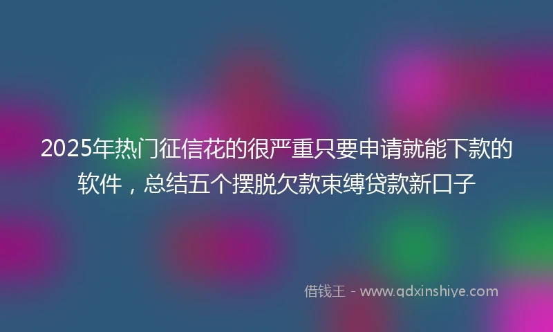2025年热门征信花的很严重只要申请就能下款的软件，总结五个摆脱欠款束缚贷款新口子