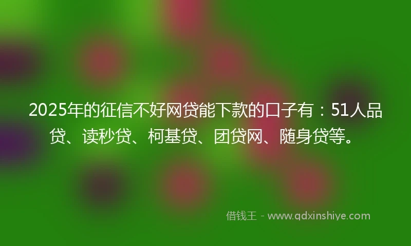 2025年的征信不好网贷能下款的口子有：51人品贷、读秒贷、柯基贷、团贷网、随身贷等。