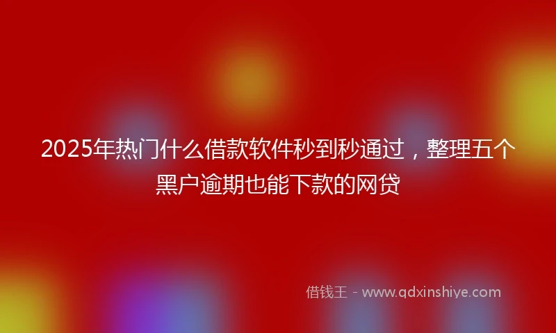 2025年热门什么借款软件秒到秒通过，整理五个黑户逾期也能下款的网贷