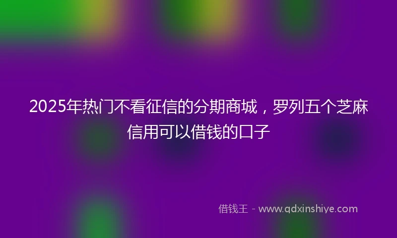 2025年热门不看征信的分期商城，罗列五个芝麻信用可以借钱的口子