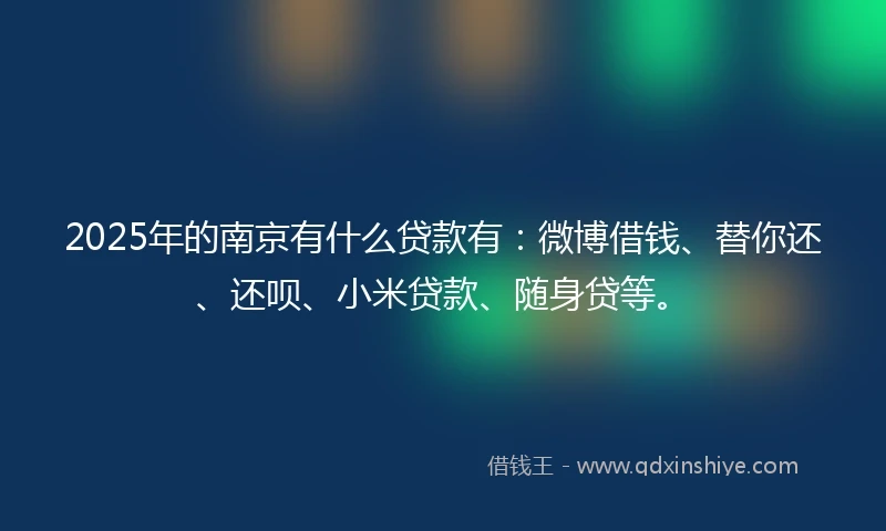 2025年的南京有什么贷款有：微博借钱、替你还、还呗、小米贷款、随身贷等。