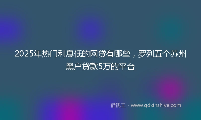 2025年热门利息低的网贷有哪些，罗列五个苏州黑户贷款5万的平台