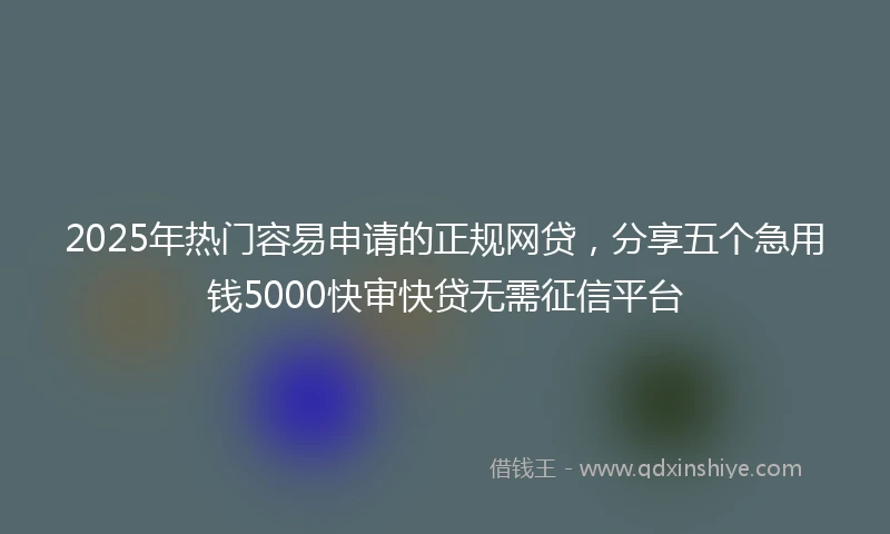 2025年热门容易申请的正规网贷，分享五个急用钱5000快审快贷无需征信平台