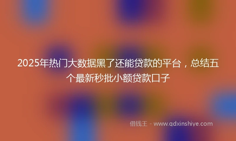2025年热门大数据黑了还能贷款的平台，总结五个最新秒批小额贷款口子