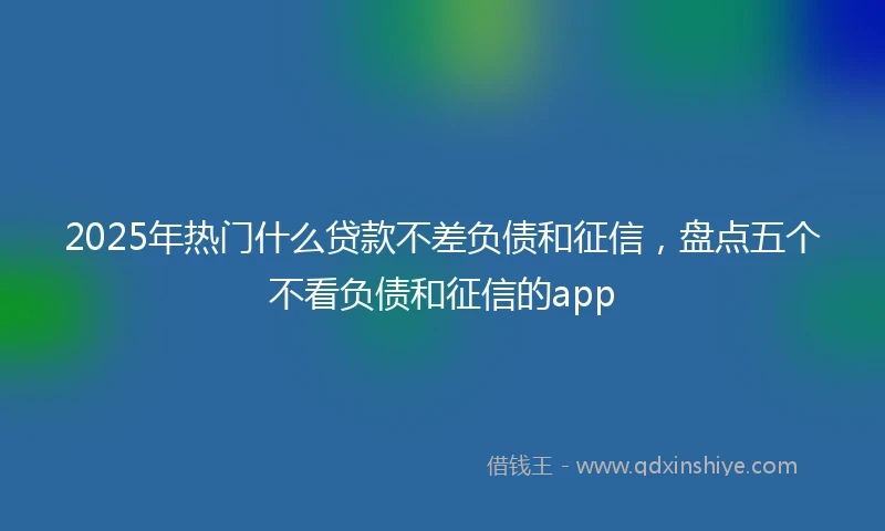 2025年热门什么贷款不差负债和征信，盘点五个不看负债和征信的app
