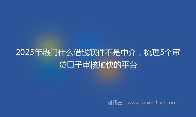 2025年热门什么借钱软件不是中介，梳理5个审贷口子审核加快的平台