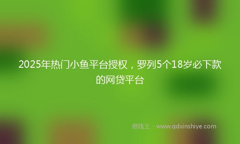 2025年热门小鱼平台授权，罗列5个18岁必下款的网贷平台