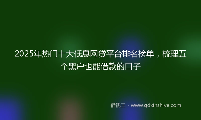 2025年热门十大低息网贷平台排名榜单，梳理五个黑户也能借款的口子