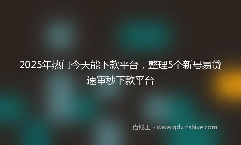 2025年热门今天能下款平台，整理5个新号易贷速审秒下款平台