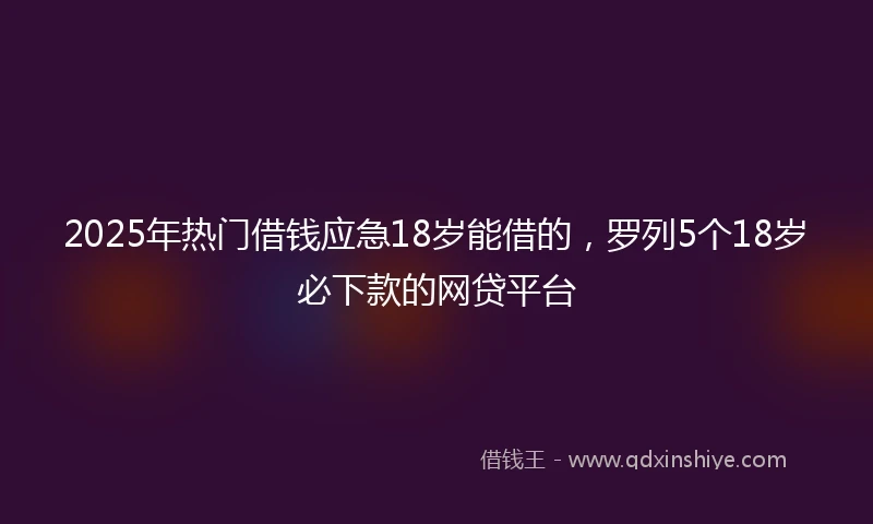 2025年热门借钱应急18岁能借的，罗列5个18岁必下款的网贷平台