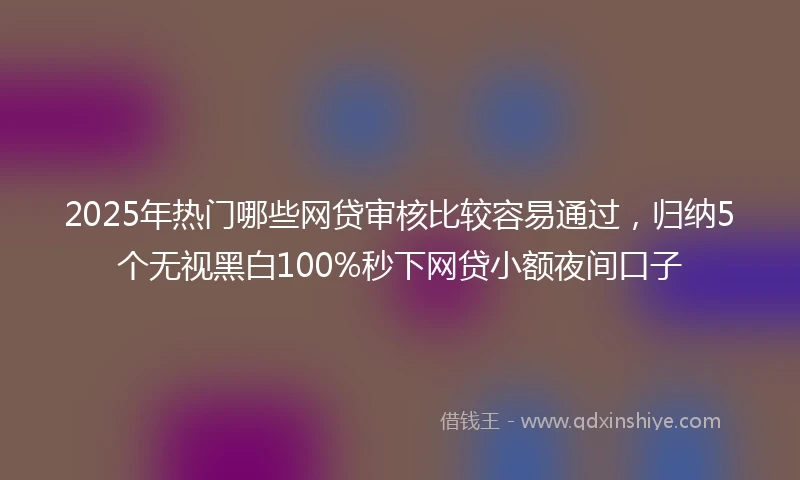 2025年热门哪些网贷审核比较容易通过，归纳5个无视黑白100%秒下网贷小额夜间口子