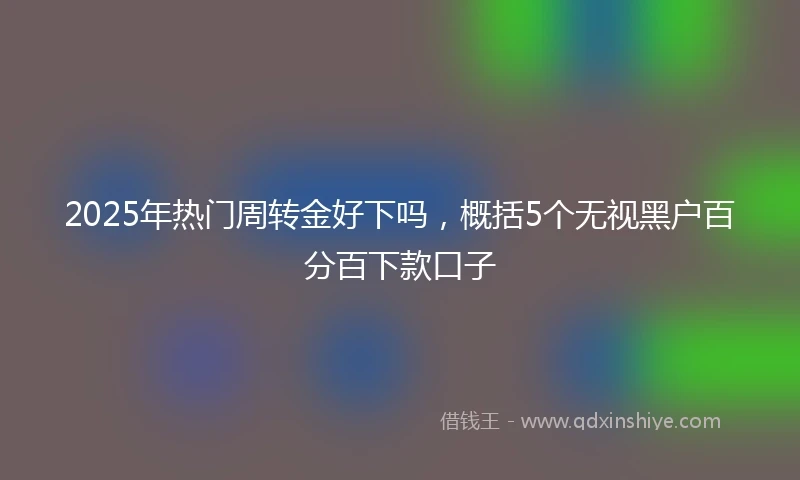 2025年热门周转金好下吗,概括5个无视黑户百分百下款口子