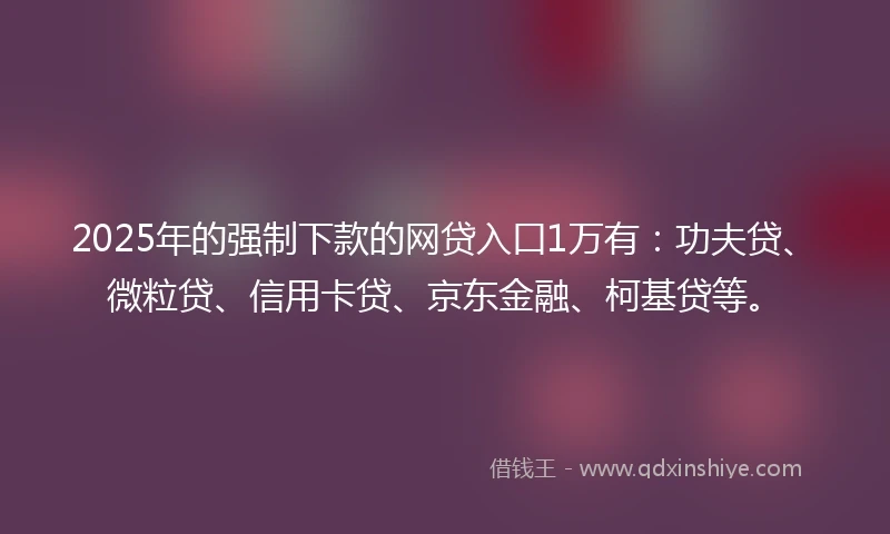 2025年的强制下款的网贷入口1万有：功夫贷、微粒贷、信用卡贷、京东金融、柯基贷等。