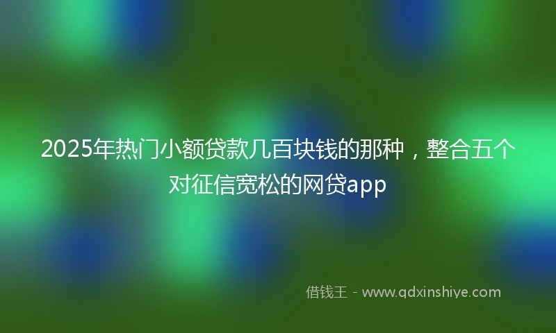 2025年热门小额贷款几百块钱的那种，整合五个对征信宽松的网贷app
